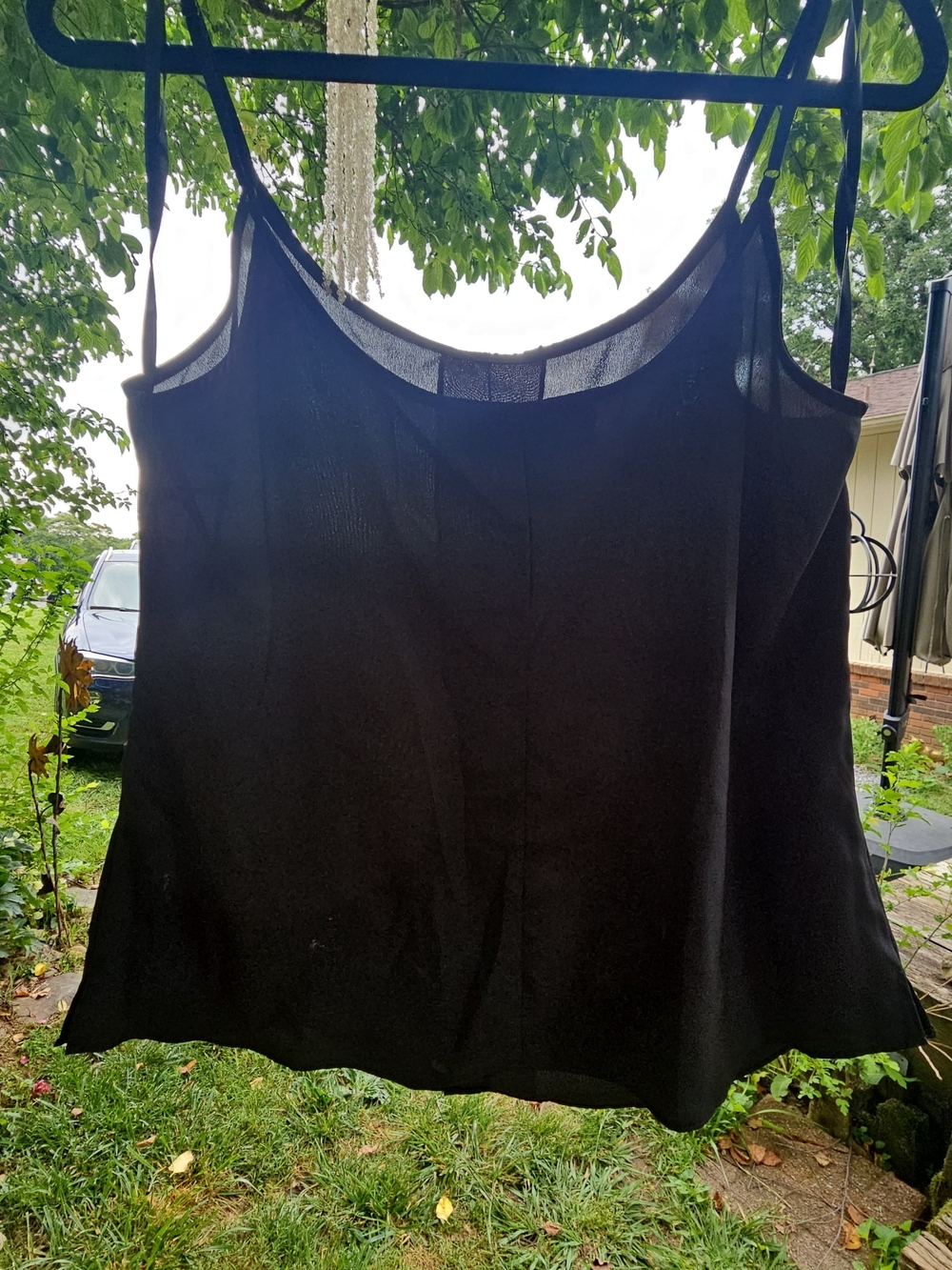 Kardashian Kollection Black Sheer Adjustable Strap Camisole Tank Top